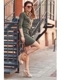 In der Taille gebundene Khaki-Kleider 9729 - Online-Shop - Boutique